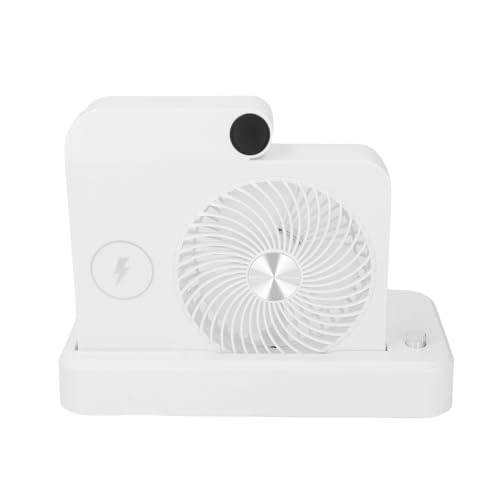 CHICIRIS USB Desk Lüfter Tragbarer Schreibtisch Lüfter Kleiner Schreibtisch - 100 -Geschwindigkeits Stufen Digitales Display mit Drahtloser Ladevorgänge für Home Office Schlafsäle (WHITE) von CHICIRIS