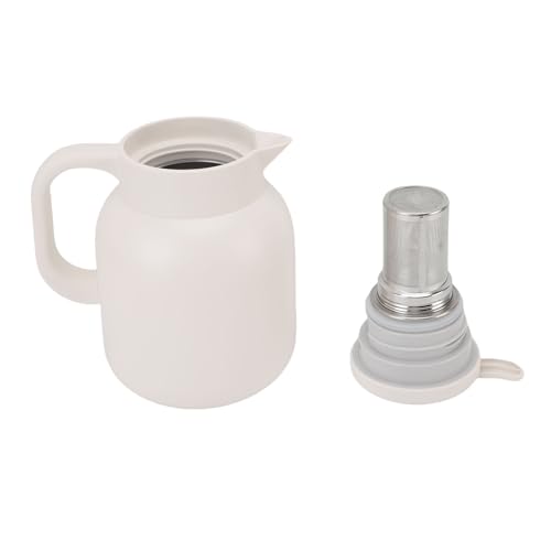 CHICIRIS Vakuum -isolierte Teekanne mit Infuser 1500 Ml, Tea -Topf mit Digitalem Temperatur und Abnehmbarem Sieb, Heißer Kaltretention für Kaffee, Milch, Milch, Milch, Milch (WHITE) von CHICIRIS