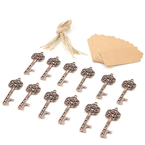 CHICIRIS Vintage Key -Flaschenöffner mit Tag und Schnur - Exquisite Kupferlegierung Schlüsselform Opener für Hochzeitsbevorzugungen und Dekoration von CHICIRIS