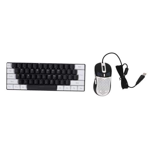 Compact RGB Illuminated Keyboard und Mausset, Ergonomische Kabelspieltastatur mit Multi -Farb -Hintergrundbeleuchtung, Geeignet für Spieler und Büroangestellte (Schwarzer Zentrum weißer Rahmen) von CHICIRIS