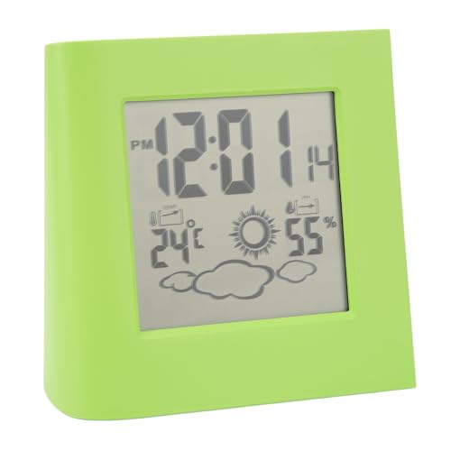 Wettervorhersage-Wecker, Luftfeuchtigkeitsanzeige, Batterie, Solar-Wecker, Leicht Ablesbare Timer-Funktion für Büros, Hotels (GREEN) von CHICIRIS