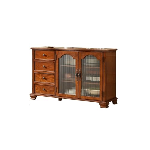 CHICKEN Sideboardschrank 135x40x85cm Home Massivholz Eingangsbereich Lagertisch, Glas Tee und Esszimmerschrank, Küchenschüssel und Essstäbchen Lagermöbel Buffetschrank Mit Stauraum von CHICKEN