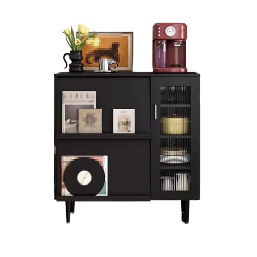 CHICKEN Sideboardschrank Einfaches Retro-Sideboard In Schwarz for Zuhause, Wohnzimmer, Aufbewahrungsschrank, Küchenschrank Buffetschrank Mit Stauraum von CHICKEN