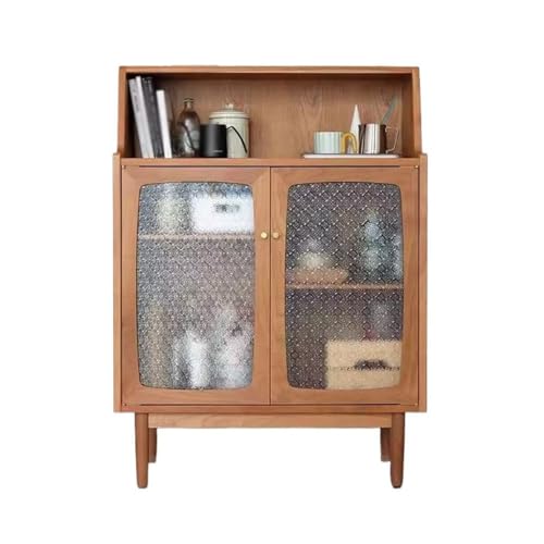 CHICKEN Sideboardschrank Einfaches Sideboard Aus Massivem Holz, Wohnzimmer, Kreative Glasvitrine, Küchenschrank Buffetschrank Mit Stauraum von CHICKEN