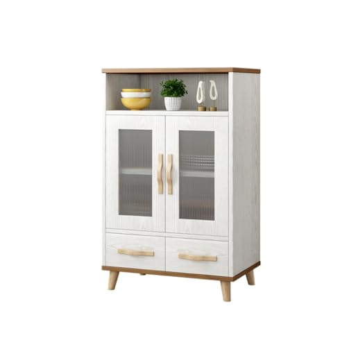 CHICKEN Sideboardschrank Massivholz-Küchenschrank, freistehender Buffetschrank, weißer Aufbewahrungs-Kaffeeschrank, Wohnzimmer-Dekorationsschrank Buffetschrank Mit Stauraum(S:60 * 40 * 110cm) von CHICKEN