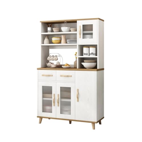 CHICKEN Sideboardschrank Massivholz Lagerschrank Wohnzimmer modernes Sideboard weißes Buffetschrank Multifunktions-Lagerschrank Buffetschrank Mit Stauraum(M:120 * 40 * 170cm) von CHICKEN