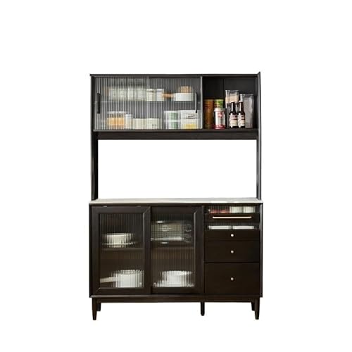 CHICKEN Sideboardschrank Massivholz-Sideboard, einfacher Weinschrank aus Eiche, multifunktionaler Aufbewahrungsschrank aus perforiertem Brett, Teeschrank aus Steinbrett Buffetschrank Mit Stauraum(A) von CHICKEN