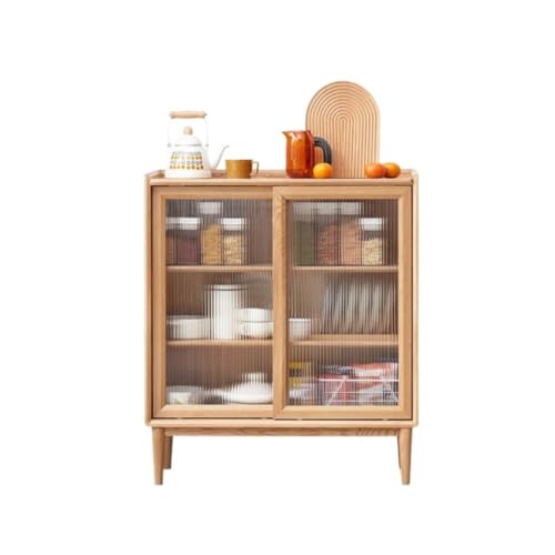 CHICKEN Sideboardschrank Modernes minimalistisches Sideboard aus massivem Holz, Küchenschrank, Wohnzimmer, Selbstbedienungsschrank Buffetschrank Mit Stauraum(A) von CHICKEN