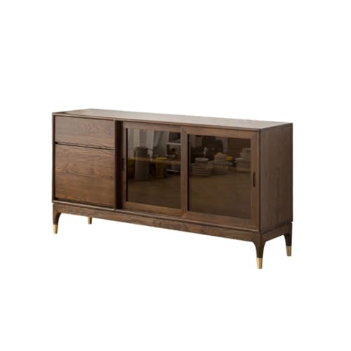 CHICKEN Sideboardschrank Retro Einfaches Nussbaum-Sideboard for Küche, Haushalt, Massivholz, Wandschrank, Eingangsbereich, Eingangsschrank Buffetschrank Mit Stauraum von CHICKEN