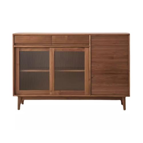 CHICKEN Sideboardschrank Retro Einfaches Nussbaum-Sideboard for Zuhause, Wohnzimmer, Massivholz, Stauraum, Stauraum Buffetschrank Mit Stauraum von CHICKEN