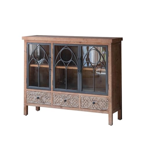 CHICKEN Sideboardschrank Retro-Glas-Sideboard, Weinschrank, Zuhause, Kreatives Restaurant, Geschnitzter Aufbewahrungsschrank Buffetschrank Mit Stauraum von CHICKEN