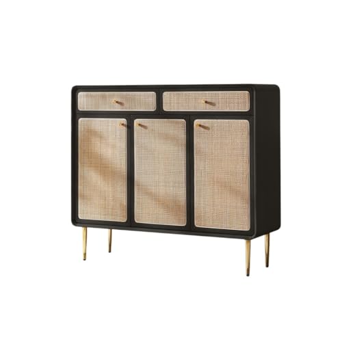 CHICKEN Sideboardschrank Retro-Sideboard aus massivem Holz, for den Hauseingang, Schuhschrank, Buffetschrank mit Metallfüßen, geeignet for Cafés und Restaurants Buffetschrank Mit Stauraum(C) von CHICKEN