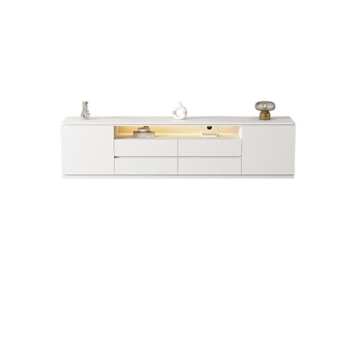 CHICKEN TV-Konsole Steinplatte, bodenstehender weißer TV-Schrank, Couchtisch, modernes kleines Apartment, Wohnzimmer, Zuhause, stilvoller TV-Schrank Wohnzimmer-TV-Ständer(160x30x60cm) von CHICKEN