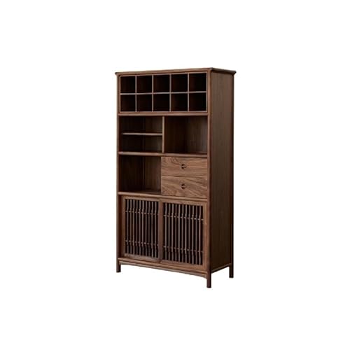 Sideboardschrank 90x38x160cm Bücherregal aus Massivholz im chinesischen Stil aus schwarzem Walnussholz, Ausstellungsmöbel for Teestuben, geeignet for Küche und Wohnzimmer Buffetschrank Mit Stauraum von CHICKEN