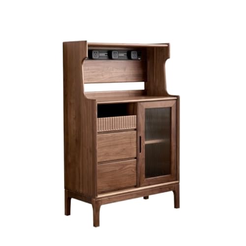 Sideboardschrank Sideboard aus schwarzem Nussbaumholz, einfaches Aufbewahrungs-Sideboard, Restaurant-Wand-Weinschrank, Glastür, Buffetschrank Buffetschrank Mit Stauraum(S:80 * 42 * 130cm) von CHICKEN