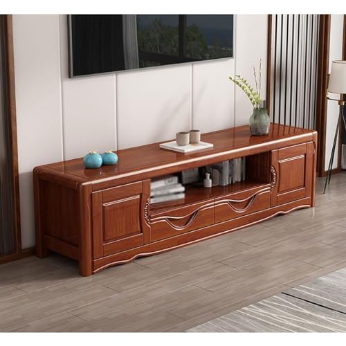 TV-Konsole 1,8 Meter chinesischer TV-Schrank aus massivem Holz, Heim-Bodenschrank, einfacher Wohnzimmer-Entertainment-Center-Lagerschrank Wohnzimmer-TV-Ständer(C) von CHICKEN