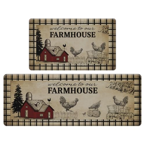 CHICNOOK Farmhouse Küchenteppiche und -matten, Anti-Ermüdung, PVC, rutschfeste Teppiche für Küchenboden, Hahn-Dekor-Matten, gepolstert, wasserdicht, für Waschküche, Flur, Waschbecken, 45,7 x 76,2 cm + CHICNOOK Farmhouse Küchenteppiche und -matten, Anti-Ermüdung, PVC, rutschfeste Teppiche für Küchenboden, Hahn-Dekor-Matten, gepolstert, wasserdicht, für Waschküche, Flur, Waschbecken, 45,7 x 76,2 cm + von CHICNOOK