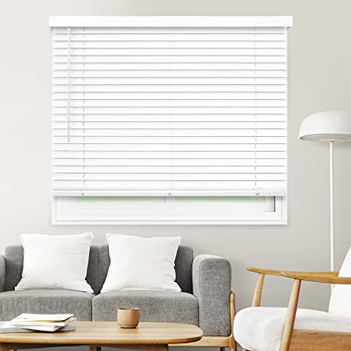 CHICOLOGY Jalousien aus Kunstholz, Fensterrollos, Holzrollos, Fensterschutz, Fensterbehandlungen, Jalousien und Schatten, Fensterblenden für Zuhause, Holzrollos, Basic White, 78,9 cm B x 183,2 cm H von Chicology