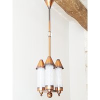 Art Deco Kronleuchter 1930 1940 Vintage in Kupfer & Glas 30Er 40Er Art Deco Kronleuchter 1930 1940 Vintage in Kupfer & Glas 30Er 40Er von CHICPLASTIC