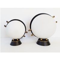 Set Von 2 Vintage-Lampen 1950 Haus Arlus in Stahl, Glas & Messing 50Er 1950Er Jahre von CHICPLASTIC