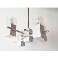 Space Age 1970 Vintage-Deckenleuchter Aus Gebürstetem Metall Und Pop-Glas Den 70Er-Jahren Space Age 1970 Vintage-Deckenleuchter Aus Gebürstetem Metall Und Pop-Glas Den 70Er-Jahren von CHICPLASTIC