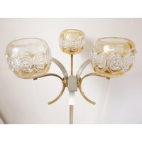 Space Age 1970Er Stehlampe Aus Gebürstetem Und Goldenem Metall Vintage 70Er Funky Pop Glas Space Age 1970Er Stehlampe Aus Gebürstetem Und Goldenem Metall Vintage 70Er Funky Pop Glas von CHICPLASTIC