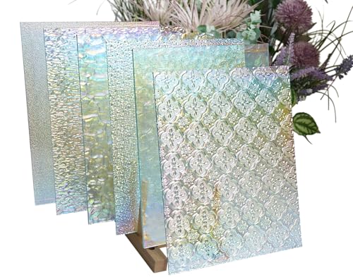CHICSHIS 8"x10" Strukturierte Irideszierende Buntglasscheibe für DIY, 6er-Pack Klare Transparente Mosaikglasplatten, Kathedralglas für Kunsthandwerk CHICSHIS 8"x10" Strukturierte Irideszierende Buntglasscheibe für DIY, 6er-Pack Klare Transparente Mosaikglasplatten, Kathedralglas für Kunsthandwerk von CHICSHIS