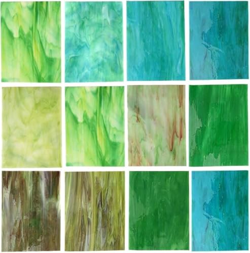 CHICSHIS 10 undurchsichtige Buntglasplatten, sortiert, brillante Farben, Kunstglas für Bastelarbeiten, 10,2 x 15,2 cm, lebendige Mosaikfliesen für DIY-Projekte und Heimdekoration, Grün von CHICSHIS