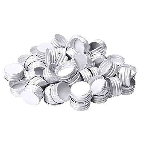 CHICTRY 50 X Schraubverschluss Flaschen 24mm 28mm Gläser Deckel Klein Aluminium/Kunststoff Drehverschluss Ersatzdeckel Trinkflasche Silber B 28mm von CHICTRY