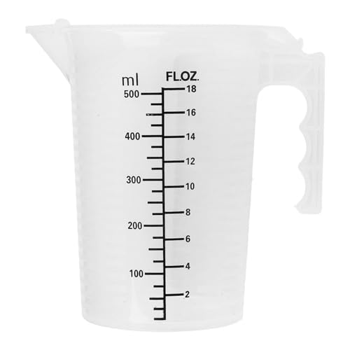 CHICTRY PP-Kunststoff Messbecher 500ML 1000ML 2000ML Messkanne mit Deckel und Skala Transparent Mischbecher Küchenhelfer Messbehälter Transparent A 500ml von CHICTRY