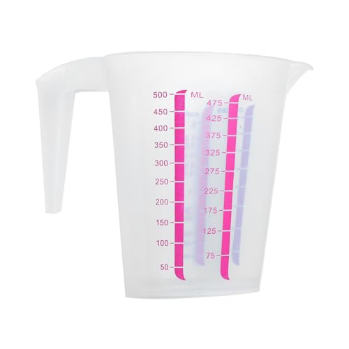 CHICTRY Plastik Klarer Messbecher 250ml 500ml 1000ml 1500ml Messkanne mit Griff Skala Kunststoff Mischbecher Küchenhelfer Messbehälter Klar Rosa B 500ML von CHICTRY