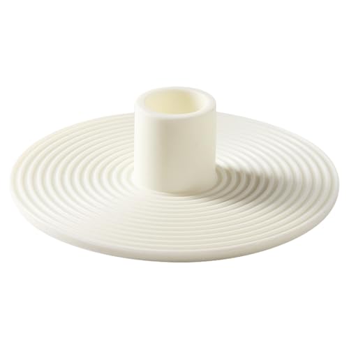 CHICTRY Silikon Ribbed Kerzenhalter Taper Kerzenhalter Kerzenlicht Ständer für Esszimmer Heimdekoration Weiß Einheitsgröße von CHICTRY