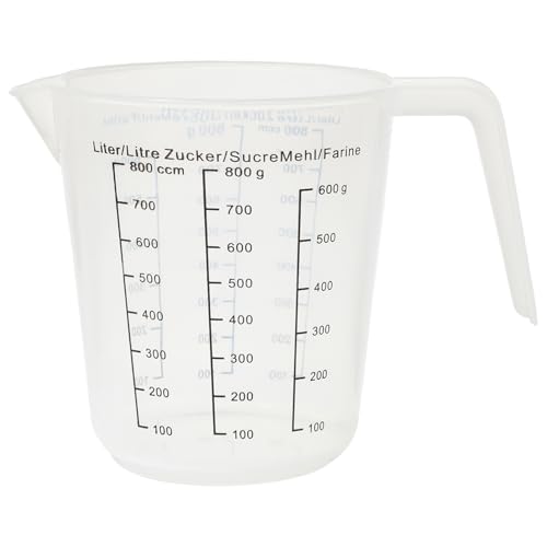 CHICTRY Transparentem Messbecher mit Skala Und Ausguss Kunststoff Mischbecher Laborküche Küchenhelfer Messbehälter 800ml 1000ml 1200ml Klar A 1Pcs One Size von CHICTRY