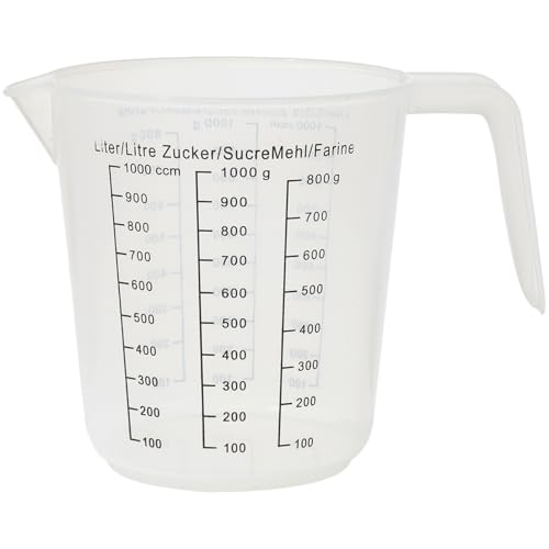 CHICTRY Transparentem Messbecher mit Skala Und Ausguss Kunststoff Mischbecher Laborküche Küchenhelfer Messbehälter 800ml 1000ml 1200ml Klar B 1Pcs One Size von CHICTRY