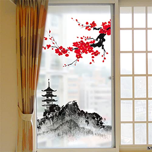 Sichtschutzfolie 3D Fensterfolie60x200cm Anti UV Sichtschutzfolie Fenster Bunt ohne Klebstoff Fensterfolie für Büro und KüchePeak-Landschaft von CHIDOZ