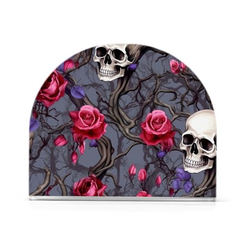 Acryl-Serviettenhalter für Tisch, Totenköpfe und Blumen, grau, dekorativer Cocktail-Serviettenhalter, Esstisch, Serviettenspender für Küche, Hausdekoration, Einweihungsgeschenke, 1 Packung Acryl-Serviettenhalter für Tisch, Totenköpfe und Blumen, grau, dekorativer Cocktail-Serviettenhalter, Esstisch, Serviettenspender für Küche, Hausdekoration, Einweihungsgeschenke, 1 Packung von CHIFIGNO