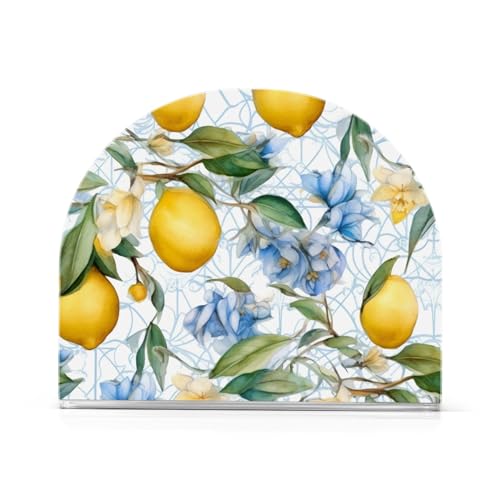 Aquarell-Serviettenhalter aus Acryl, Zitronen und Blumen, für Tisch, Cocktail, Papierservietten, Esstisch, Serviettenspender für Küche, Restaurant, Heimdekoration, 1 Stück von CHIFIGNO