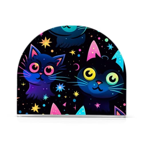 Bunte Neonfarbene Galaxie-Katzen-Acryl-Serviettenhalter für Tische, Cocktail-Papierserviettenhalter, Esstisch, Serviettenspender für Küche, Esszimmer, Tischdekoration, 1 Packung von CHIFIGNO