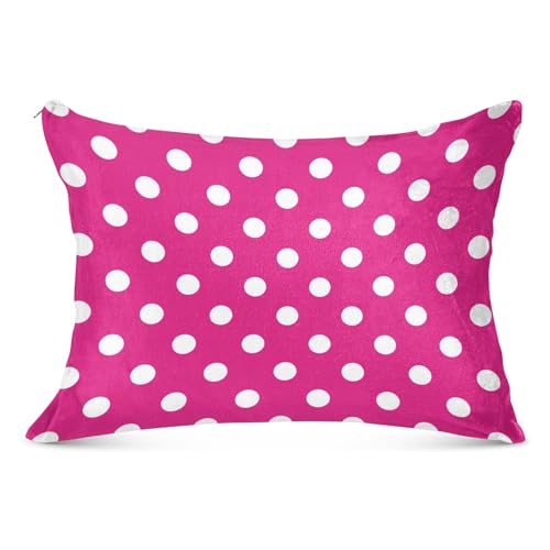 CHIFIGNO Kissenbezüge, Standardgröße, Hot Pink mit Punkten, dekorativer Kissenbezug für Sofa, Couch, Bett, 50,8 x 66 cm von CHIFIGNO