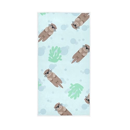 CHIFIGNO Niedliches Otter-Handtuch mit grünen Unterwasserpflanzen, Gäste-Gesichtshandtuch, Mehrzweck-dekoratives Handtuch für Badezimmer, Spa, Fitnessstudio, Sport, 76,2 x 38,1 cm von CHIFIGNO