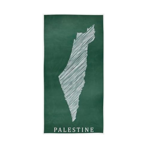CHIFIGNO Palästina Map dunkelgrünes Handtuch, weich, dünn, Gästehandtuch, Mehrzweck-Badezimmertücher für Badezimmer, Hotel, Fitnessstudio, Spa, 76,2 x 38,1 cm von CHIFIGNO