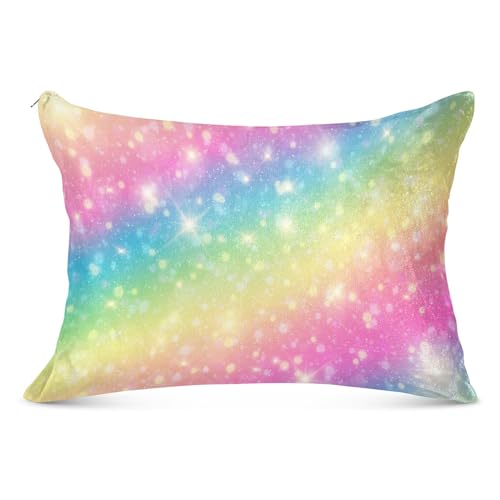 CHIFIGNO Regenbogen-Glitzer-Kissenbezüge, dekorative Kissen, Dekorationen für Sofa, Couch, Bett, Überwurf, Kissenbezug, Standardgröße 50,8 x 66 cm von CHIFIGNO