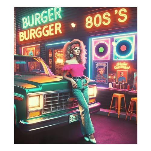 Magnetischer Geschirrspüler-Aufkleber, Motiv: Retro American Burger Restaurant, dekorativer Magnet, Kühlschrank-Panel, Aufkleber, niedlich, magnetisch, 58,4 x 66 cm von CHIFIGNO