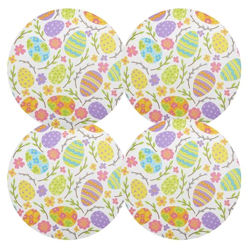 Runde Platzsets, Frühlings-Ostereier, bunte Eier, saisonale Tischsets, Bauernhaus-Platzsets für Küche, Esstisch, Dekoration, 38,1 cm, 4 Stück von CHIFIGNO