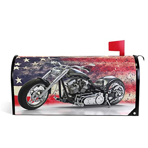 Schwarzes Motorrad mit amerikanischer Flagge, Briefkasten, magnetische Abdeckungen, Briefkasten-Abdeckung, magnetische Briefkasten-Folien, Gartenhof, Outdoor-Dekoration, Standardgröße: 45,7 x 52,8 cm Schwarzes Motorrad mit amerikanischer Flagge, Briefkasten, magnetische Abdeckungen, Briefkasten-Abdeckung, magnetische Briefkasten-Folien, Gartenhof, Outdoor-Dekoration, Standardgröße: 45,7 x 52,8 cm von CHIFIGNO