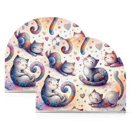 Serviettenhalter für Tisch 2er Set, Cartoon Katzen Acryl Freistehende Moderne Servietten Halter Cocktail Serviettenspender für Abendessen Home Küche Restaurant Picknick von CHIFIGNO