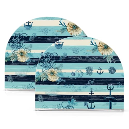 Serviettenhalter für Tische, nautisch gestreift, Gänseblümchen, Acryl, dekorativer Cocktail-Serviettenhalter, Bauernhaus, Serviettenhalter für Küche, Restaurant, Heimdekoration, 2 Stück Serviettenhalter für Tische, nautisch gestreift, Gänseblümchen, Acryl, dekorativer Cocktail-Serviettenhalter, Bauernhaus, Serviettenhalter für Küche, Restaurant, Heimdekoration, 2 Stück von CHIFIGNO