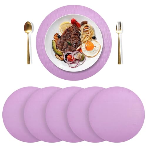 Tischsets, rund, Lavendel, Magenta, 6 Stück, waschbar, Bauernhaus-Platzsets für Küche, Esstisch, Dekoration von CHIFIGNO