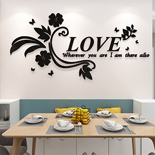 Wandtattoo LOVE 3D Wandaufkleber Sticker DIY Wandsticker Wanddeko Deko für Schlafzimmer Wohnzimmer Sofa Hintergrund Art Home Deco Puzzle Handgefertigt im Innenbereich Dekoration (M, Schwarz) von CHIGUO