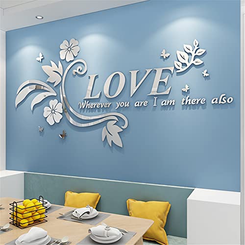 Wandtattoo LOVE 3D Wandaufkleber Sticker DIY Wandsticker Wanddeko Deko für Schlafzimmer Wohnzimmer Sofa Hintergrund Art Home Deco Puzzle Handgefertigt im Innenbereich Dekoration (M, Silber) von CHIGUO